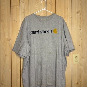 Carhartt Gray Short-Sleeve T-Shirt with Navy & Gold Logo